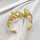 Custom Name Bangle for Women Stainless Steel Personalized Letter Adjustable Big Bangle Jewelry Girlfriend Gift Pulseira Feminina