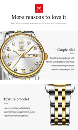 OLEVS Luxury Brand Quartz Watch for Women Stainless Steel Waterproof Ladies Wristwatch Fashion Diamond Dial Women's Watch New In - Lootquake