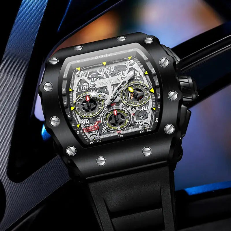 Fashion Men's Watch ONOLA Unique Design Multi-functional Automatic Mechanical Watches Men's Tape Waterproof Wristwatch - Lootquake