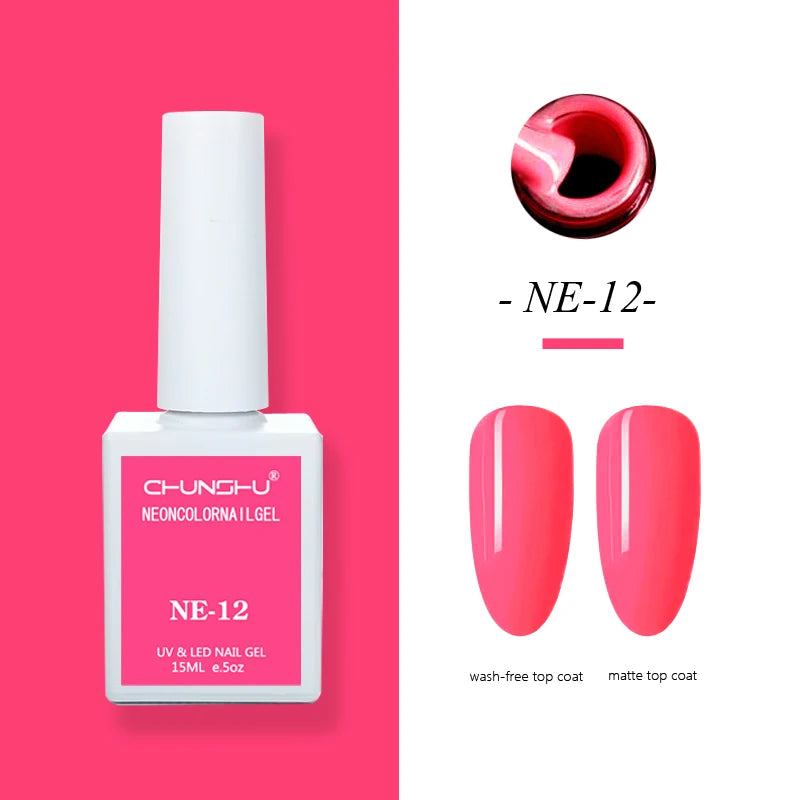 CHUNSHU 15ml Fluorescence Gel Nail Polish Semi Permanent UV/LED Nail Gel Long Lasting Varnish For Nails Art Manicures Soak Off