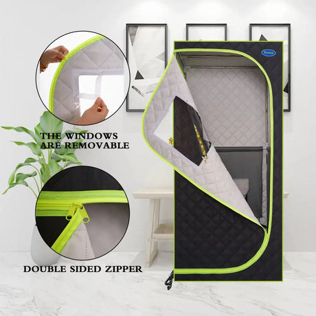 Portable Plus Type Full Size Far Infrared Sauna Tent Spa Detox Therapy Relaxation At Home Larger Stainless Steel Pipes Connector - Lootquake