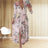 Amazon eBay Cross border 2024 Summer Chiffon Printed Long Dress V-neck Dress Long Sleeve Split Dress Women - Lootquake