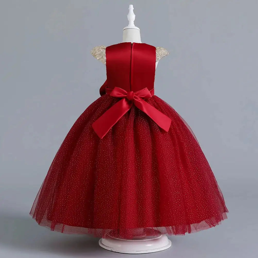 New Christmas Party Princess long dress children's dress children's gauze lace birthday party dinner ball big butterfly dress
