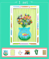 Kids DIY Craft Kit 3D Embossing Kit Photo Frame DIY Making Button Bouquet Boy Girls Interactive Handmade Educational Toy Gift