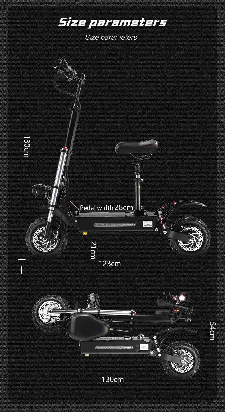 6000W Powerful Electric Scooter 60V 38Ah Max Speed 85km/h 100kmRange 11'' Tires Dual Shock Absorbing Folding EScooter for Adults