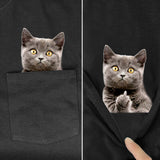 CLOOCL Cotton T-Shirt Red Wine Cat Middle Finger Pattern Printed T-shirt Men's for Women Shirts Casual Pocket Tops Cotton Tees - Lootquake