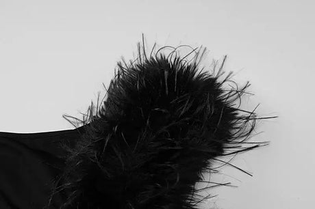BWQ Black Sleeveless One Shoulder Feather Maxi Dress For Women Bodycon Sexy Party Elegant Long Dress Birthday Evening Outfit - Lootquake
