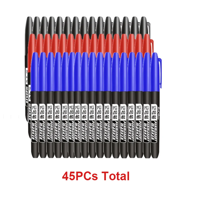 6PCs/Set Permanent Marker Pen Fine Point Waterproof Markers Thin Nib Crude Nib Black Blue Red Ink 1.5mm Fine Color Marker Pens