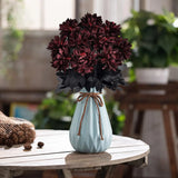 Halloween Decoration Burgundry Dahlia Black Artificial Flower Branch Arrangement Materials Fake Flower Table Home Party Decor