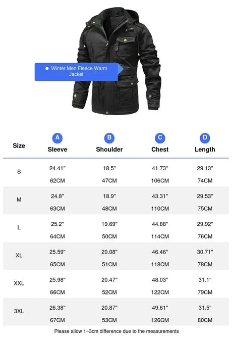 Winter Men's Warm Padded Jackets Fashion Men Fleece Lined Thermal Hooded Coats Men Mountain Ski Windbreaker Jackets Clothing - Lootquake