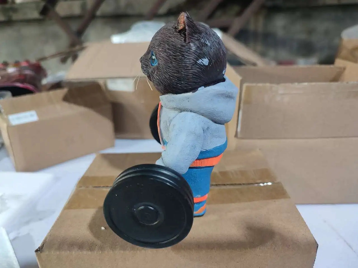 Sculpture de chat fitness mignon, dessin animé, résine 3D, artisanat, bijoux pour la maison, ornements, meuble TV, armoire à vin simple, cadeau de Saint-Valentin