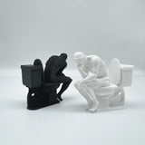 3D Printed, The Thinker Statue Sitting on Toilet, Durable Plastic, Humorous Bathroom Desktop Office Decor, Unique Design