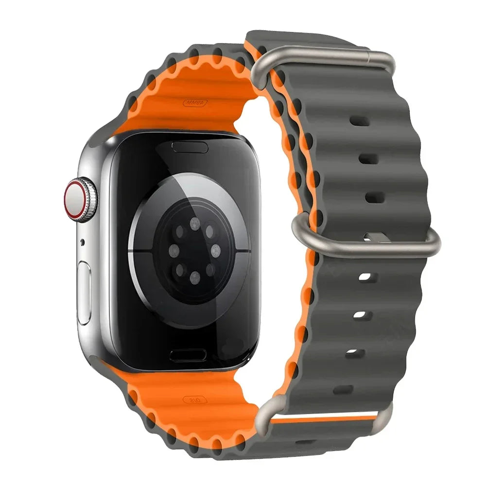 Silicone Strap For watch band 44mm 40mm 49mm 45mm 41mm 38mm accessorie correa bracelet iWatch Ultra 2 series 7 6 5 se 8 9 - Lootquake