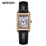 SANDA 1116 New Fashion 2024 Elegant Design Rectangle Dial Water Resistant Quartz Movement Business Women Analog Wrist Watch - Lootquake