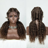 22" Box Braids Full Lace Wig | Two Curly Ponytails | Baby Hair | Synthetic Braided Wig