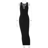 Sifreyr - Vestido largo ajustado sin mangas con cuello en V acanalado para mujer, vestido maxi sexy para fiesta, club y verano