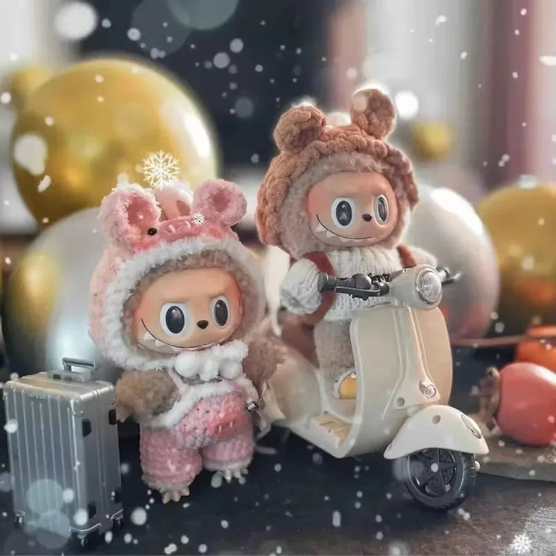 Minimoto eléctrica para muñecas Labubu, accesorios para muñecas Labubu, divertidos y adorables juguetes para muñecas, con luces y música, regalo de Navidad para niños.
