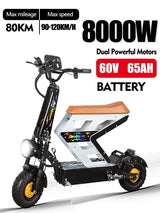 m10 8000W 60V 65AH large electric scooter max speed 90-120km/H 13inch off-road tyres lcd display removable large seat  escooter