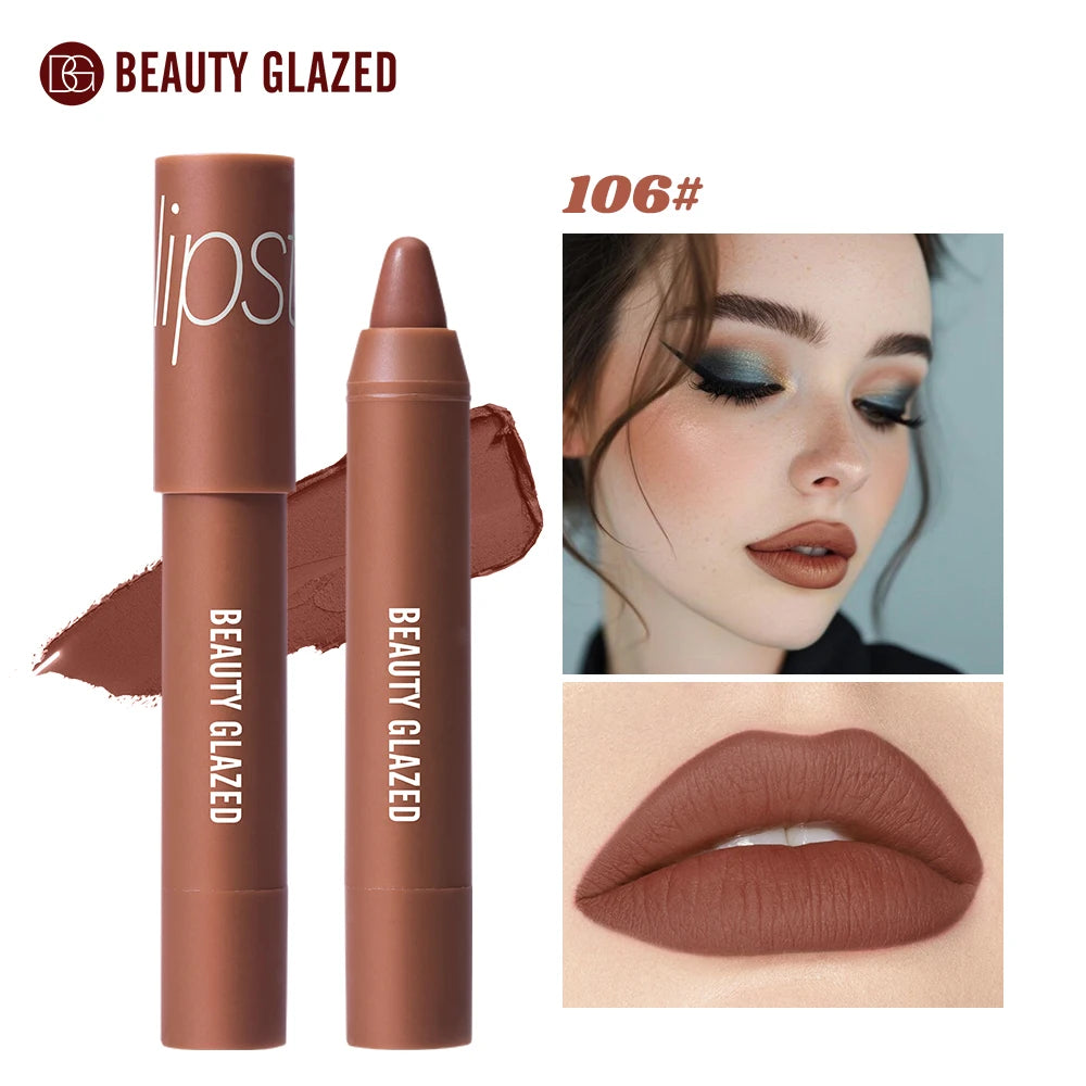 12-Color Matte Waterproof Lipstick Pen - Long-Lasting, Vibrant Berry Tone, Plant-Based Squalane, Smooth Application for All Skin