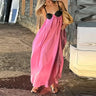 Sexy Backless Beach Dress Women 2024 Holiday Sleeveless Loose Slip  Long Dress Street Fashion Panelled Bandage Summer Lady Robe - Lootquake