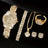 6PCS Women Watch Luxury Elegant Alloy Watch Crystal Wristwatch For Ladies Gift Quartz Watch Alloy Rhinestone Bracelet Montre - Lootquake