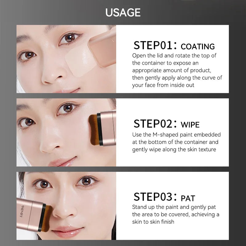 Base de maquillaje hidratante transparente y humectante con perspectiva natural, hidratante, brillante, fina y ligera. Base de maquillaje de doble cabezal rotada, más cómoda, función impermeable, fácil de maquillar, fácil de usar.