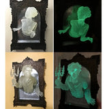 Decoración de pared de mano del diablo de resina para Halloween, fantasma gótico en el espejo, artesanías luminosas, accesorios espeluznantes, marco de fotos para el hogar, decoración