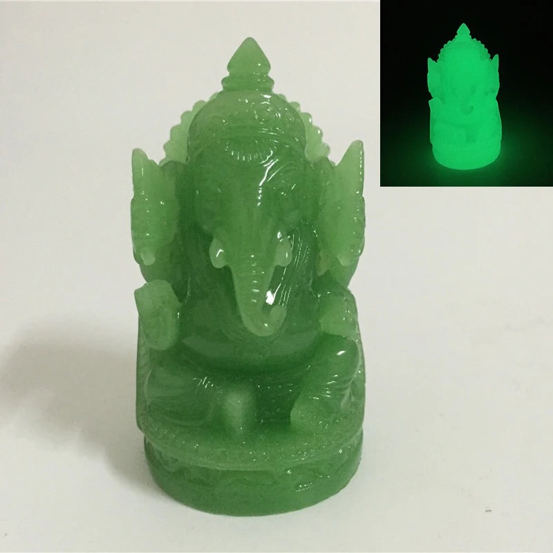 Ganesha Buddha Statue Elephant God Sculpture Ganesh Figurine Man-made Jade Stone Garden Home Decoration Accessories Statues