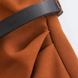 TRAFZA Women's Autumn New Fashion Versatile Belted Midi Slim Long Dress Female Elegant High Street Sleeveless Casual Dress Mujer - Lootquake
