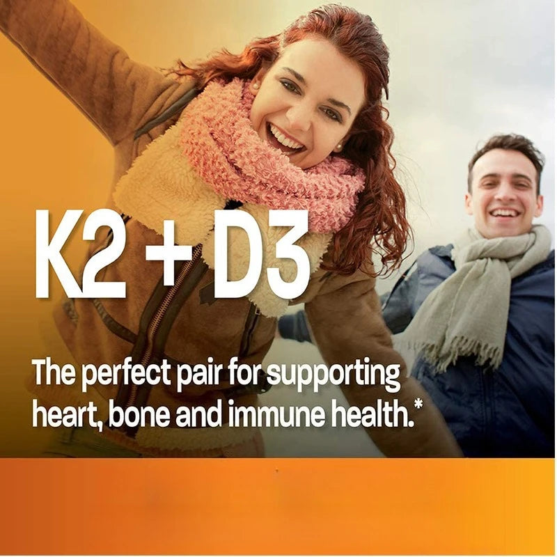 Vitamin D3 + K2(MK7) Supplement - Bone, Joint, Heart, Immune, Teeth and Skin Health Support - Non-GMO Supplement