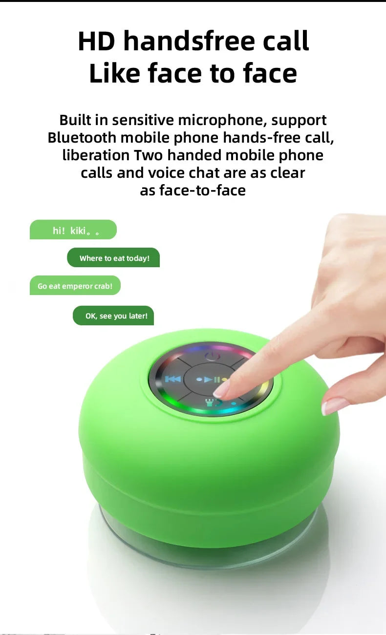Nuevo altavoz inalámbrico LED Bluetooth impermeable para baño, minialtavoz portátil con ventosa grande, altavoz estéreo para deportes al aire libre