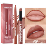 Integrated waterproof lipliner+lipstick lipstick lipstick set,no smudge,no fade,no cup,durable,easy to create a perfect makeup!