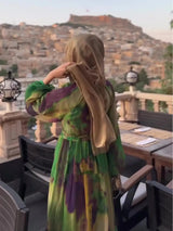 Eid Chiffon Muslim Party Dress for Women Ramadan Print Abaya Long Dress Belt Morocco Vestidos Largos Dubai Robe Jalabiya 2024 - Lootquake