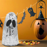 Halloween Disco Ghost Ornament Silver Mosaic Mirror Disco Ghost Tabletop Decor Glitter Spooky Ghost Halloween Tiered Tray Decor