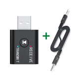 Receptor y transmisor de audio Bluetooth 5.0 2 en 1, adaptador inalámbrico de música estéreo con entrada AUX USB de 3,5 mm y micrófono para coche, altavoz, TV y PC.