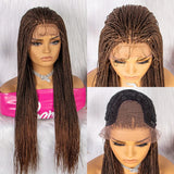 30" Twist Braided Lace Front Wig | Knotless Braids | Long Straight Hair | Heat Resistant Synthetic Wig | For Black Women