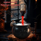 Caldero de bruja de Halloween con luz LED y generador de niebla, decoración de esqueleto para fiestas de Halloween espeluznantes, hogar y fiestas de Halloween.