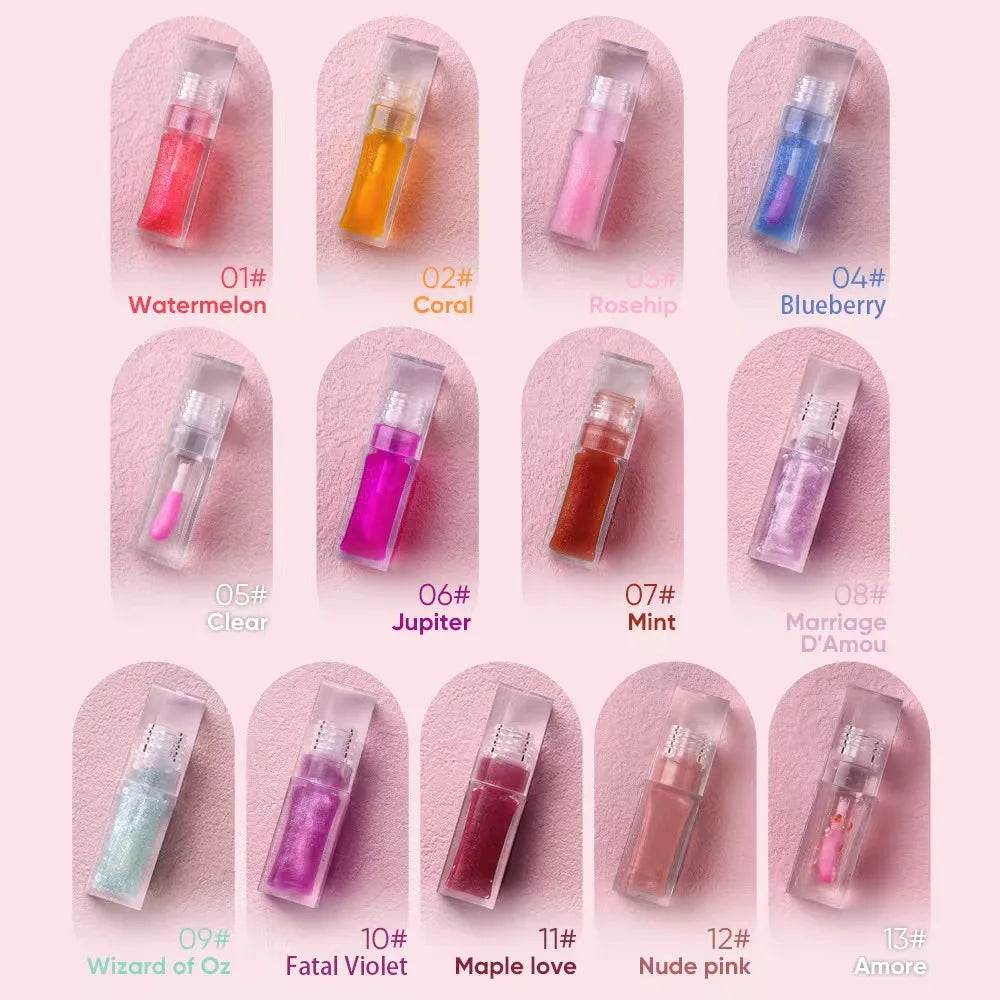 Private Label Clear Lipgloss Full Color Makeup Plumping Lip Oil Moisturizing Waterproof Lasting Lip Gloss Cosmetics Custom Bulk