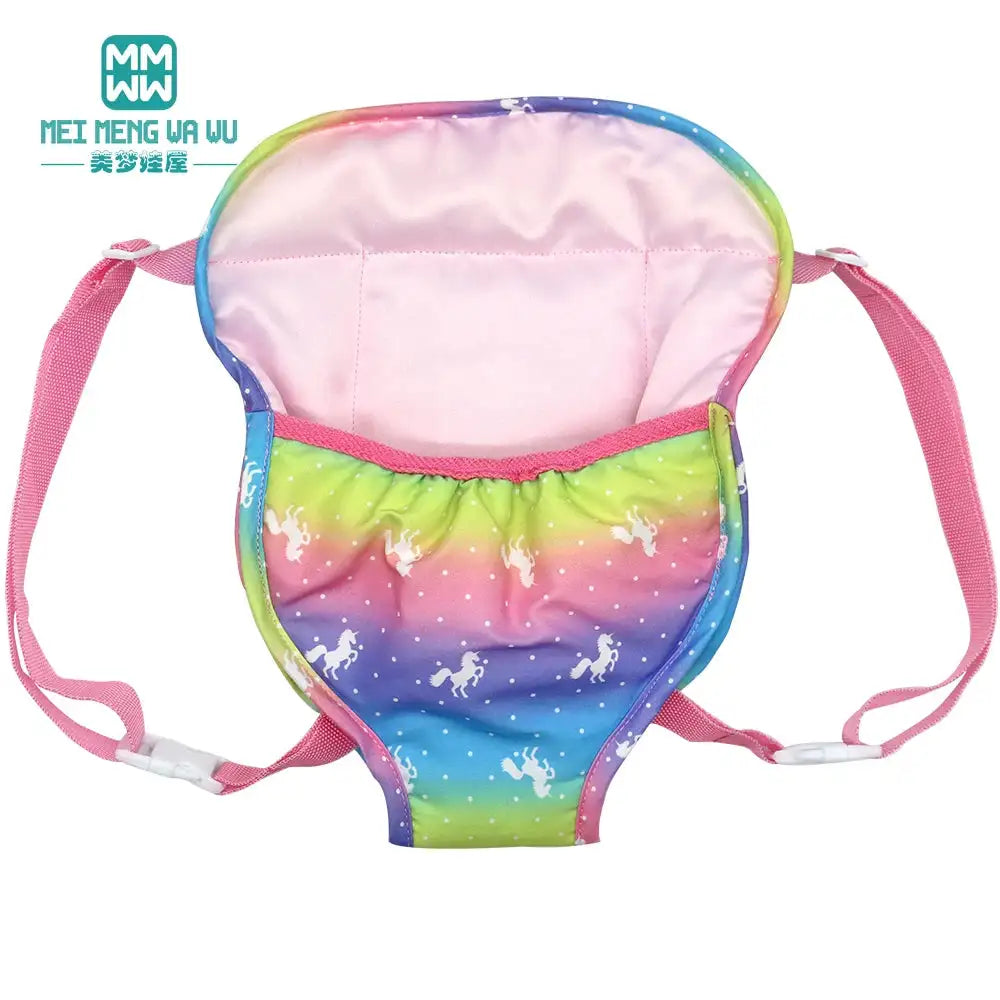 Mochila de moda para muñecas americanas de 15 a 18 pulgadas, asiento de seguridad, manta y saco de dormir, regalo para niñas.