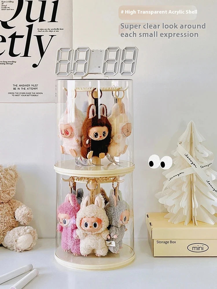 Labubu Pendant Display Box Rotating Transparent Labubu Doll Handmade Storage Display Stand Decorat Ornaments Collection Gifts