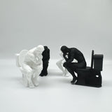 3D Printed, The Thinker Statue Sitting on Toilet, Durable Plastic, Humorous Bathroom Desktop Office Decor, Unique Design