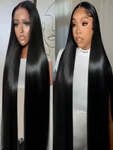 46-50 Inch | 13x6/13x4 Lace Width | Bone Straight | Brazilian | Remy Hair | HD Transparent Lace Frontal Wig - 200% Density