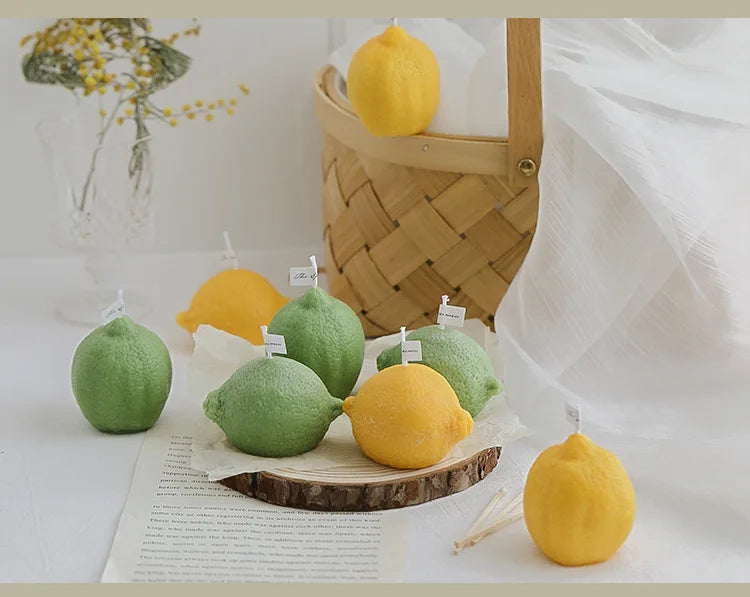 Vela de limón decorativa con fragancia INS, regalo de cumpleaños, regalo de cumpleaños, vela de imitación de fruta, velas perfumadas
