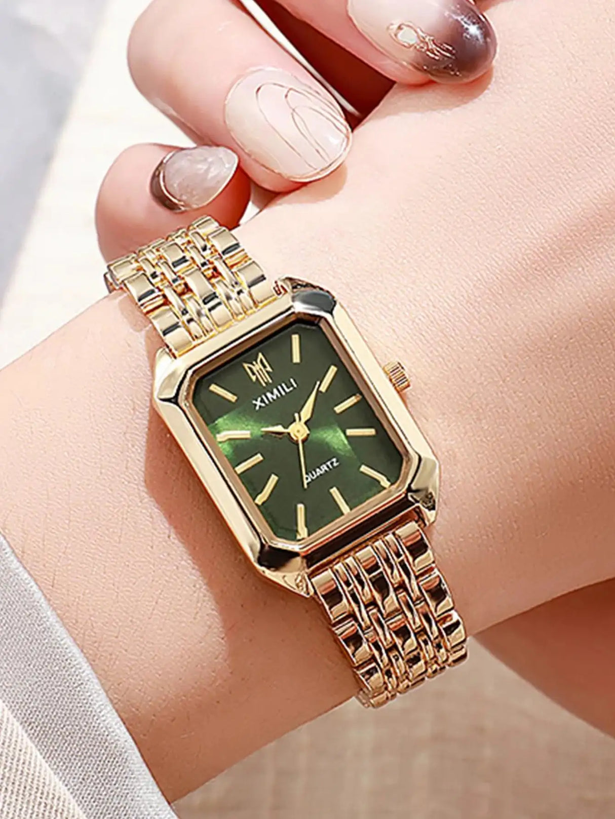 Small niche luxury fashion retro high-end gold steel strip small square watch with temperament women'squartz watch (without box） - Lootquake