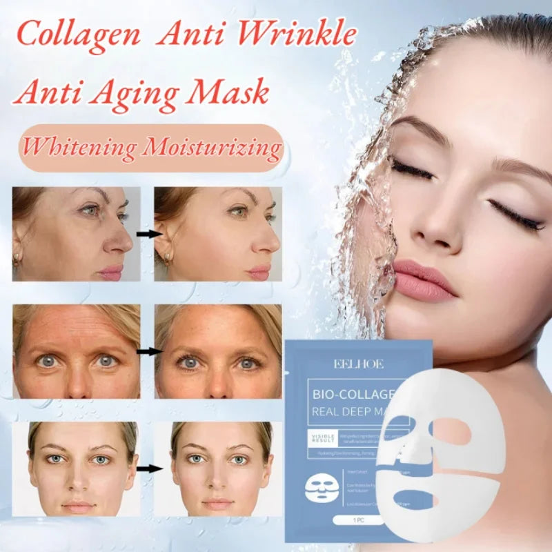 Collagen Anti Wrinkle Facial Mask Fade Face Fine Line Lift Firm Skin Anti-Aging Moisturizing Brighten Skin Care Korean Cosmetics
