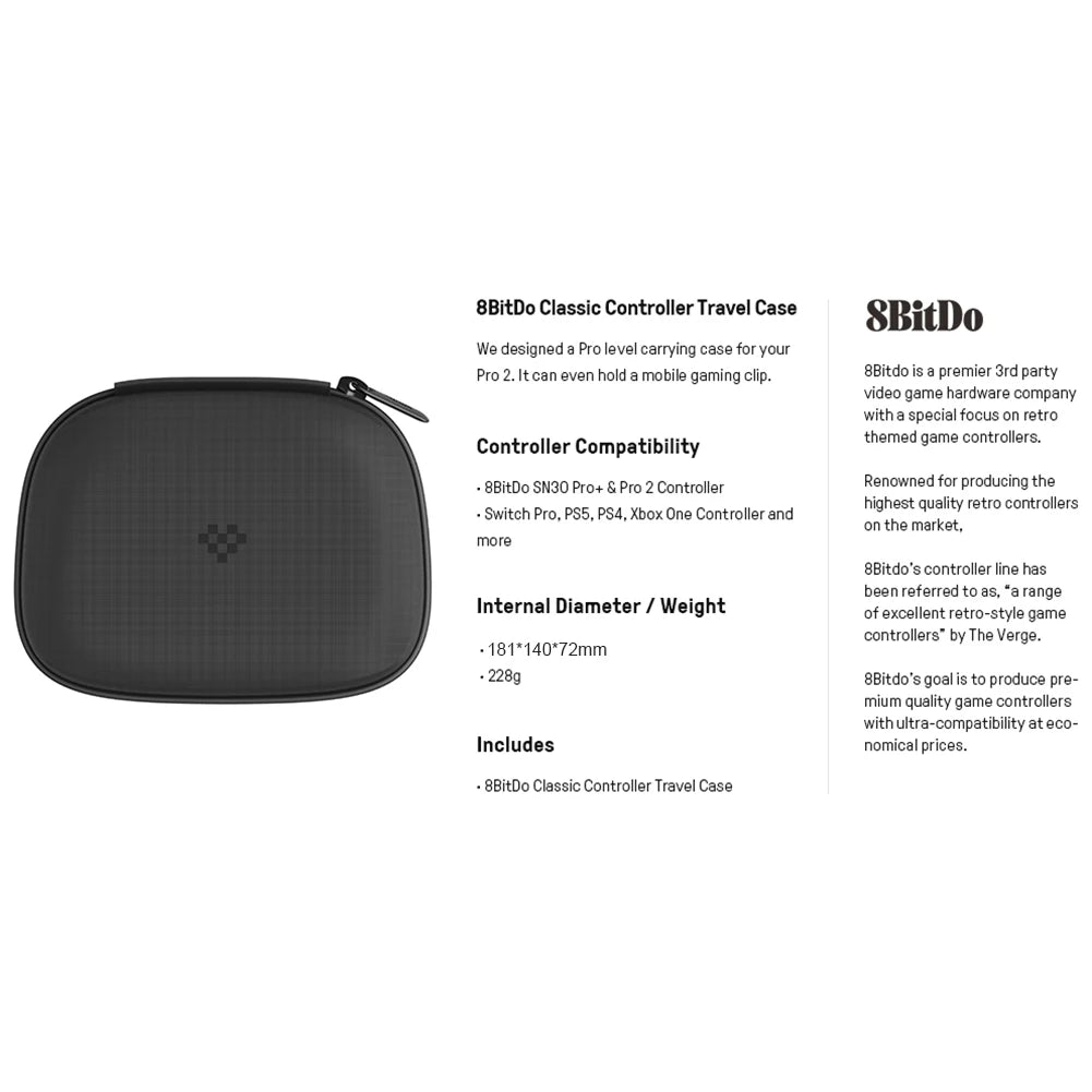 8Bitdo Game Controller Carrying Case Portable Travel for SN30 Pro+ Pro 2 PS5 PS4