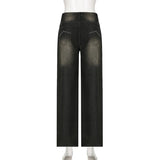 SUCHCUTE Low Waist Jeans for Women Goth Y2k Style Baggy Jeans Punk New Jeans Wide Leg Denim Pants Kpop Casual Loose Streetwear - Lootquake