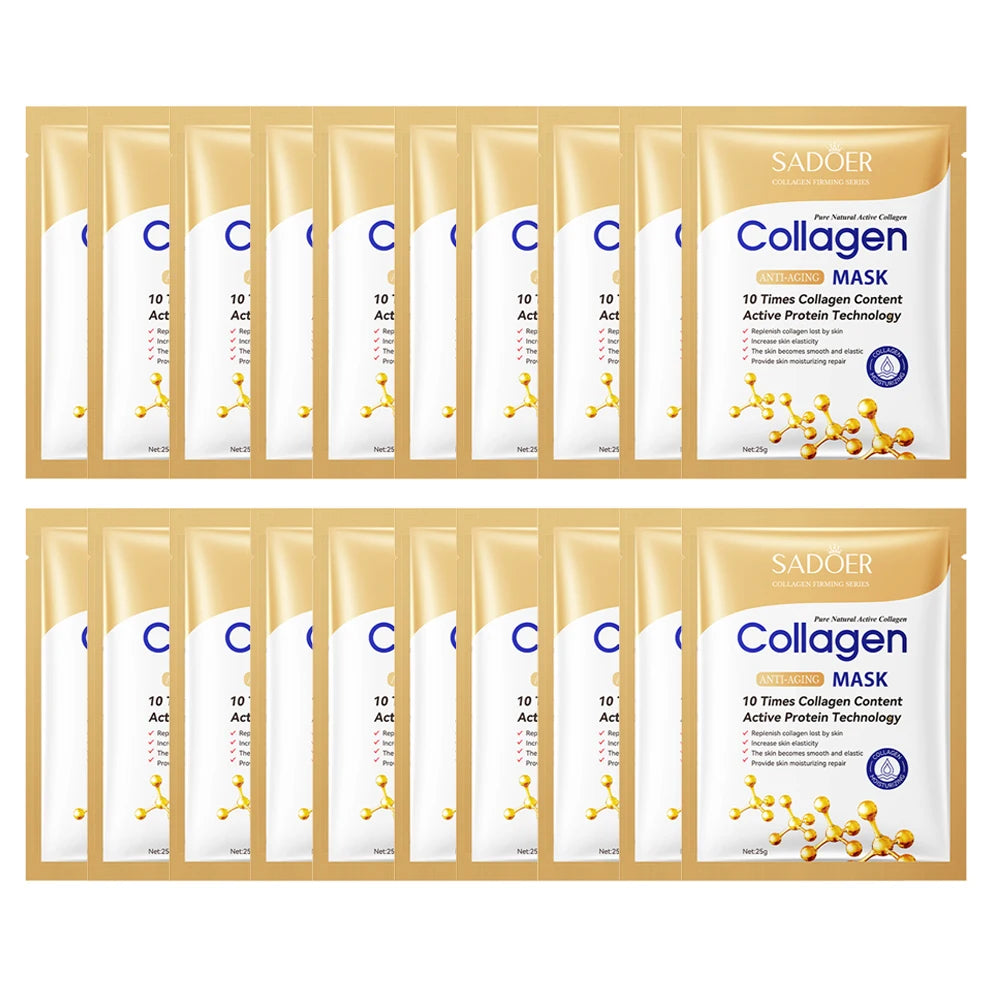 1/5/10/20pcs Collagen Facial Mask Moisturizing Brightening Lifting Skincare Treatment Face Masks Kit