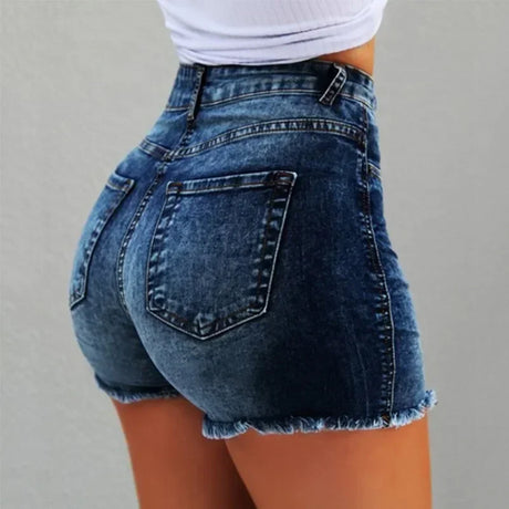 High Waist Hot Pants Women's Jeans Available in Multiple Colors Women's Denim Stretch Shorts Stretch Tassel Distressed - Lootquake