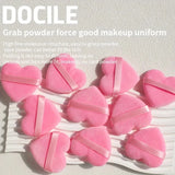 Heart Shaped Velvet Powder Puffs Dry Wet Dual Use 10Pcs All-Purpose Makeup Foundation Blending Sponge Set